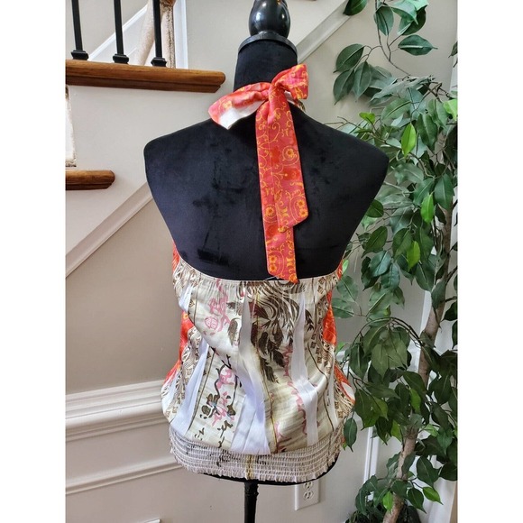 M.K.M Designs Women's Multicolor Polyester Halter Neck Sleeveless Top Blouse M - Picture 5 of 9